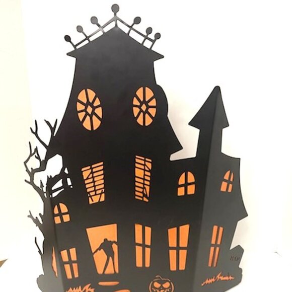 Yankee Candle Other - Yankee Candle Halloween Metal Haunted House Mansion Silhouette 5 Tea Lights